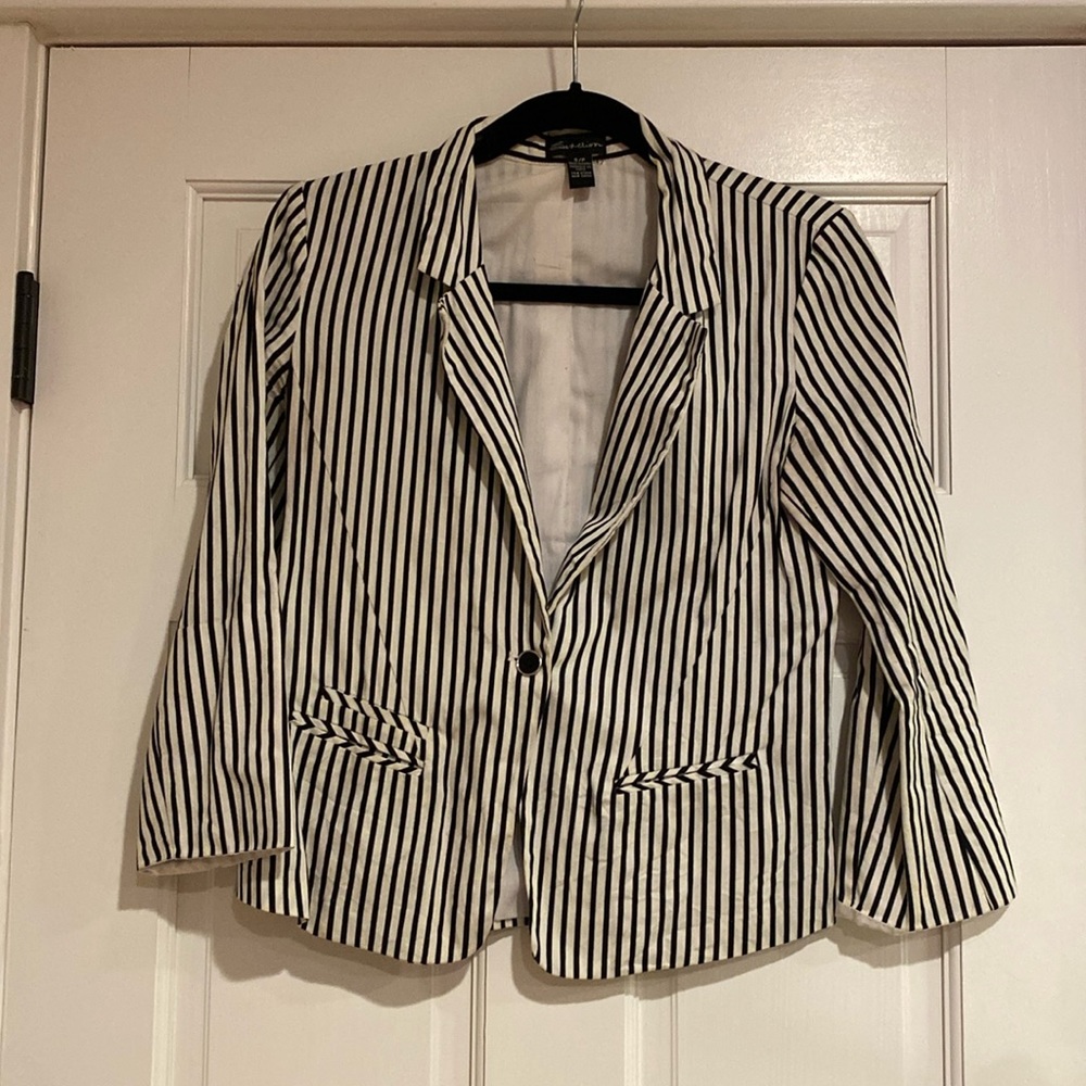 Black and White Striped Blazer